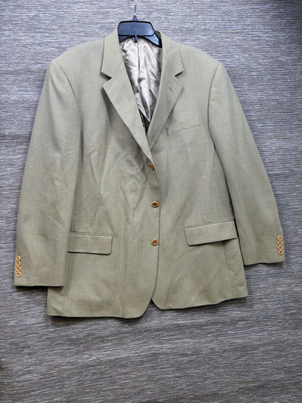 Beymen Blazer Mens Sz 58 Beige Check Wool Tweed Sport Coat Jacket Two Button NEW